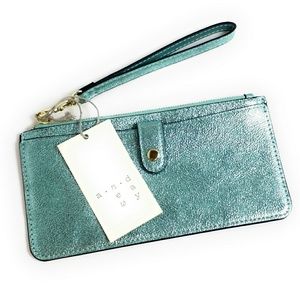 Small Shimmer Blue Mint Clutch Wallet a.n.d. New